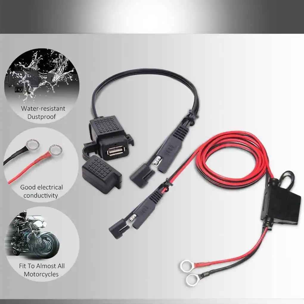 Motocicleta guiador soquete carregador rápido, carregamento rápido, veículo montado adaptador USB duplo, borracha moto acessórios