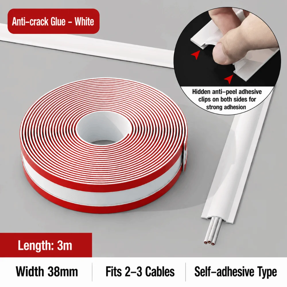 High Quality PVC Floor Cable Cover 300cm Self Adhesive Wall Wire Concealer Soft No Drill Ethernet Cable Hider Baseboard