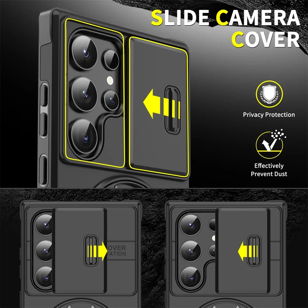 Slide Camera Protection Magnetic Stand Phone Case for Samsung S25 S24 S23 Plus S21 S22 Ultra S20 FE A54 A15 A14 A05 A05S Cover