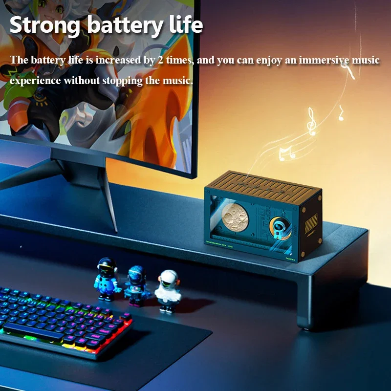 ブルートゥースとHi-Fiサウンドを備えたポータブルヴィンテージスピーカー,サブウーファー,ワイヤレスmp3ミュージックプレーヤー,温かみのあるアンビエントライト,TFサポート,USB, AUX