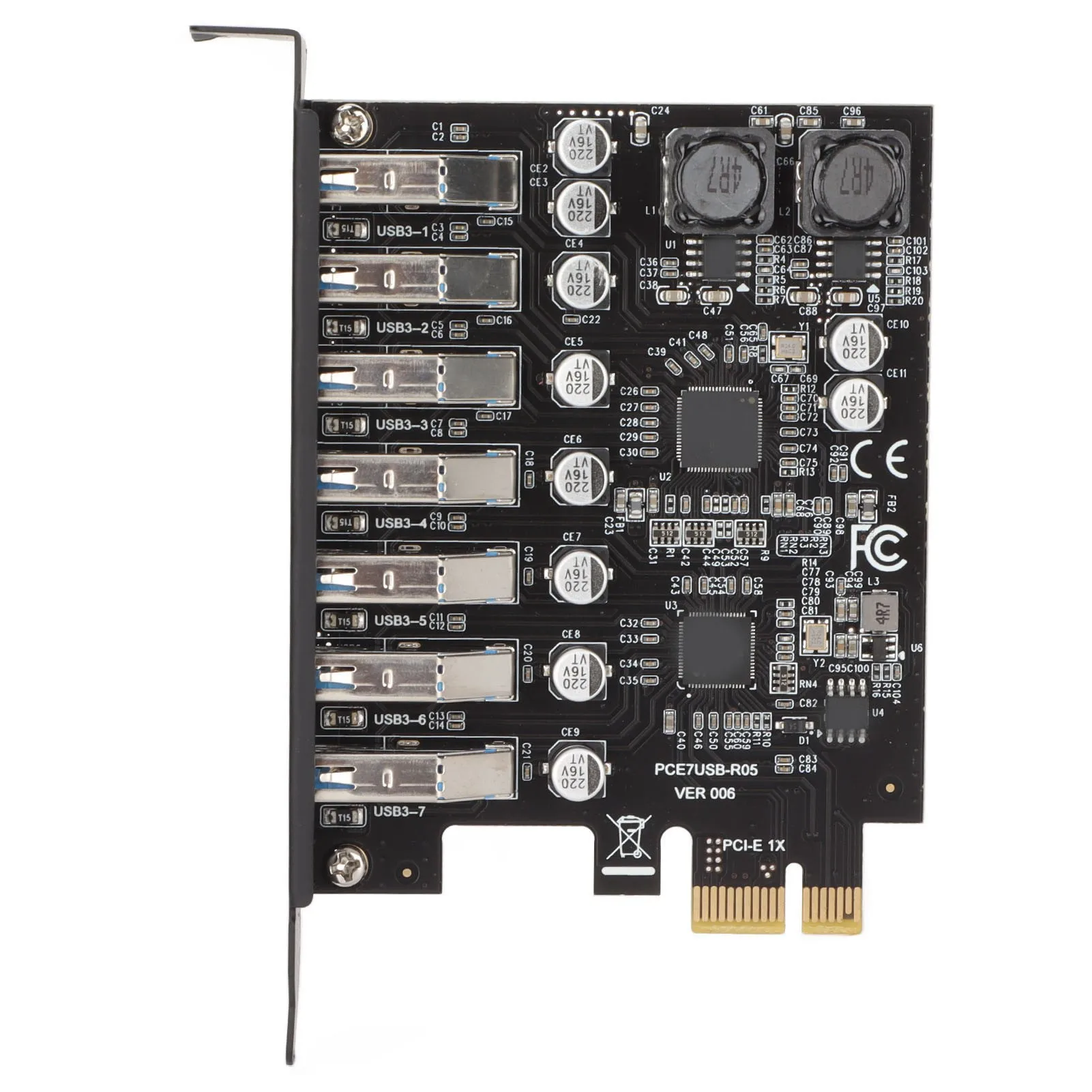 7 Port PCIE Expansion Card 7 Ports USB 3.2 GEN1 5Gbps High Speed Transmission Stable Power USB 3.2 GEN1 Front Expansion Card