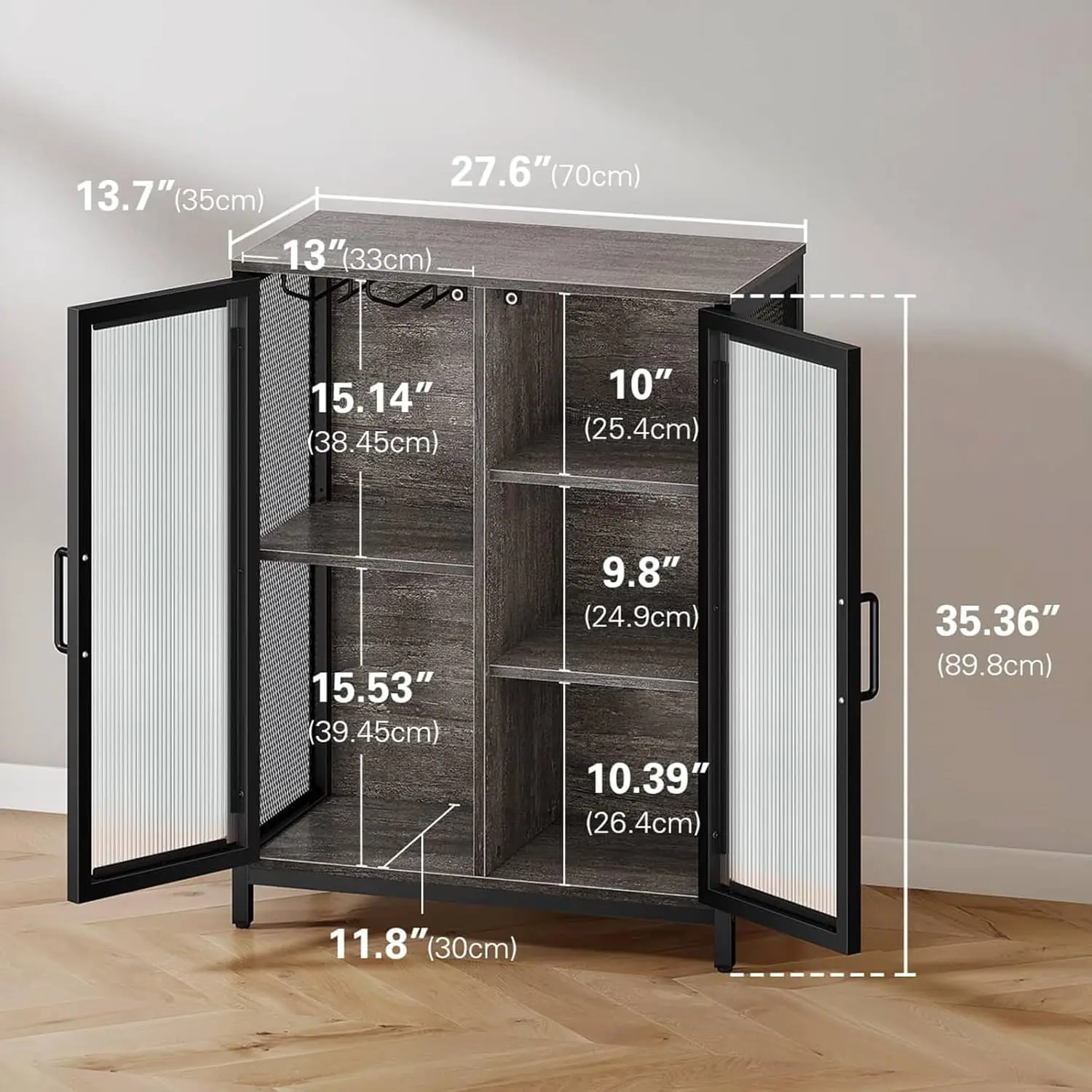 Mini LED Home Liquor Cabinet, Bar Cabinet, Buffet Cabinet com Armazenamento, Fácil de montar