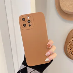 Funda de lujo de Color marrón mate para Xiaomi Redmi A1 A2 A3 Turbo3 13C 12C 11 10C 9A 9T lente de cámara suave con cubierta protectora