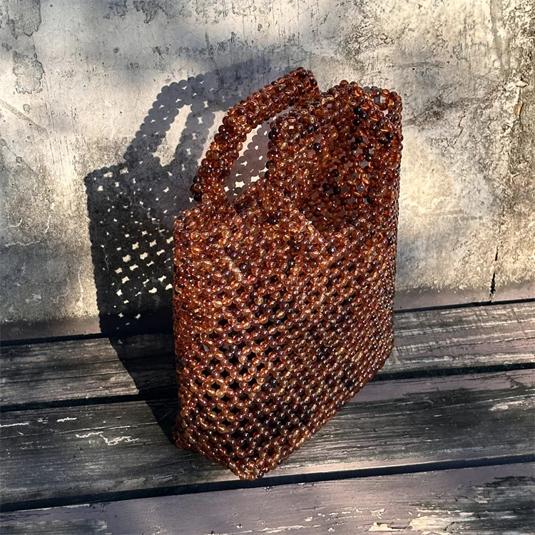 Vintage woven bag weaving bag retro beach seaside vacation handbag Women\'s shopping simple acrylic hand bag