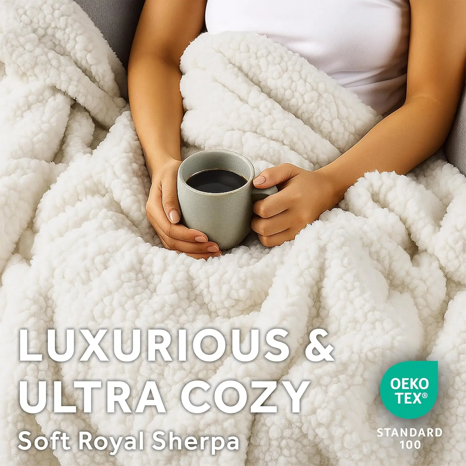 رمي تسخين Royal Sherpa، 50 × 60 بوصة، 4 إعدادات للحرارة وإيقاف تلقائي للأريكة أو السرير، تسخين سريع وقابل للغسل في الغسالة