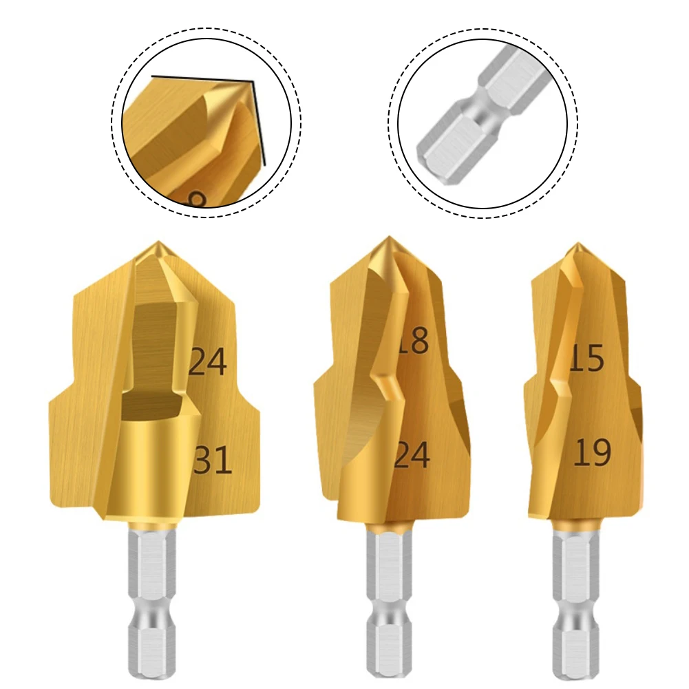 2 pz Codolo Esagonale PPR Trapano di Sollevamento Tubo Dell'acqua Strumento di Collegamento Titanio Rivestito Codolo Esagonale Step Drill Set Per Tubo Preciso