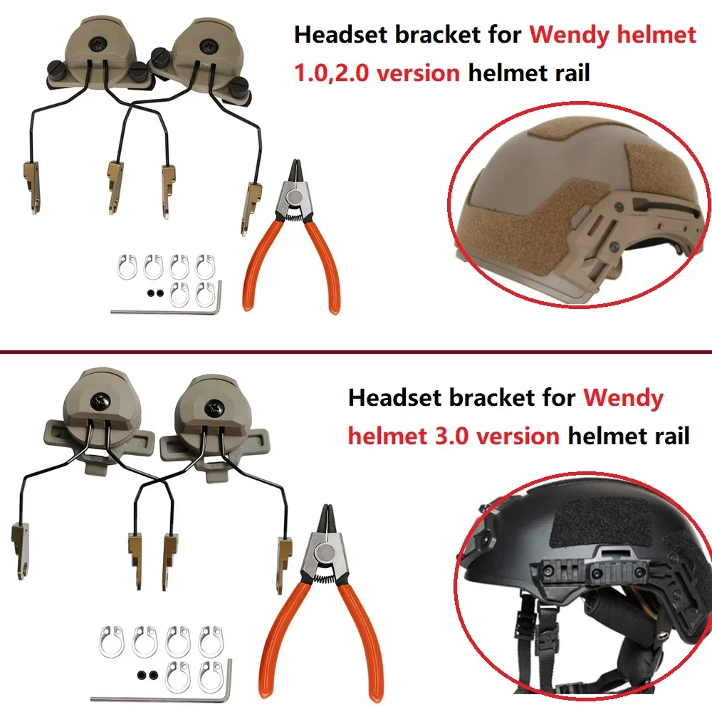 

Tactical Headset Bracket for Team Wendy Helmet Rail for MSA SORDIN Headset Electronic Earmuffs Airsoft Shooting Headphones