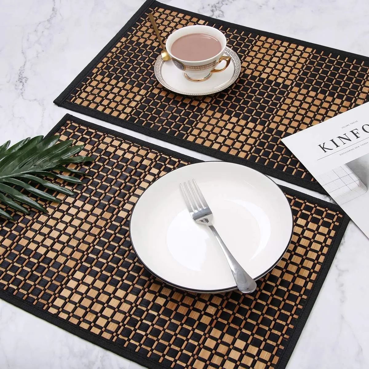 Bamboo Placemats for Dining Table,Placemats Set of 4,Stain-Resistant,Heat-Resistant Durable Sturdy Dining Place Mats for Kitchen