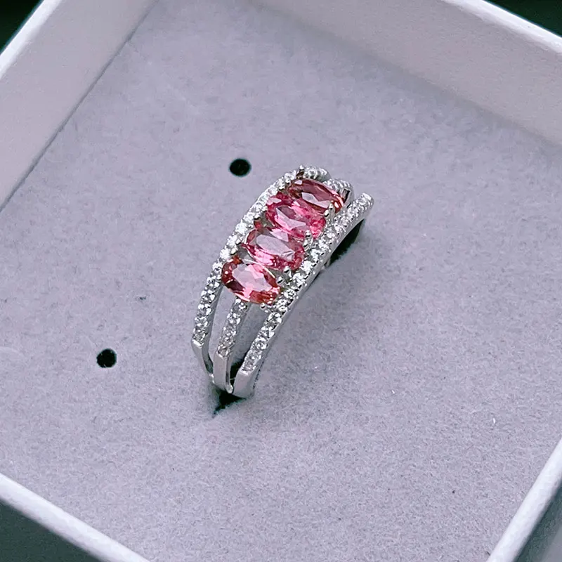 Customized natural Tourmaline ring 3mm * 5mm 1.2ct all color tourmaline ring for women 925 silver jewelry