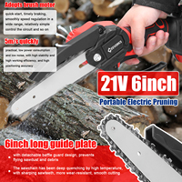 21V 6inch Portable Electric Chainsaw and 25mm Cordless Pruning Shear Set Wood Splitting Cutting Machine Kit Handheld Woodworking
