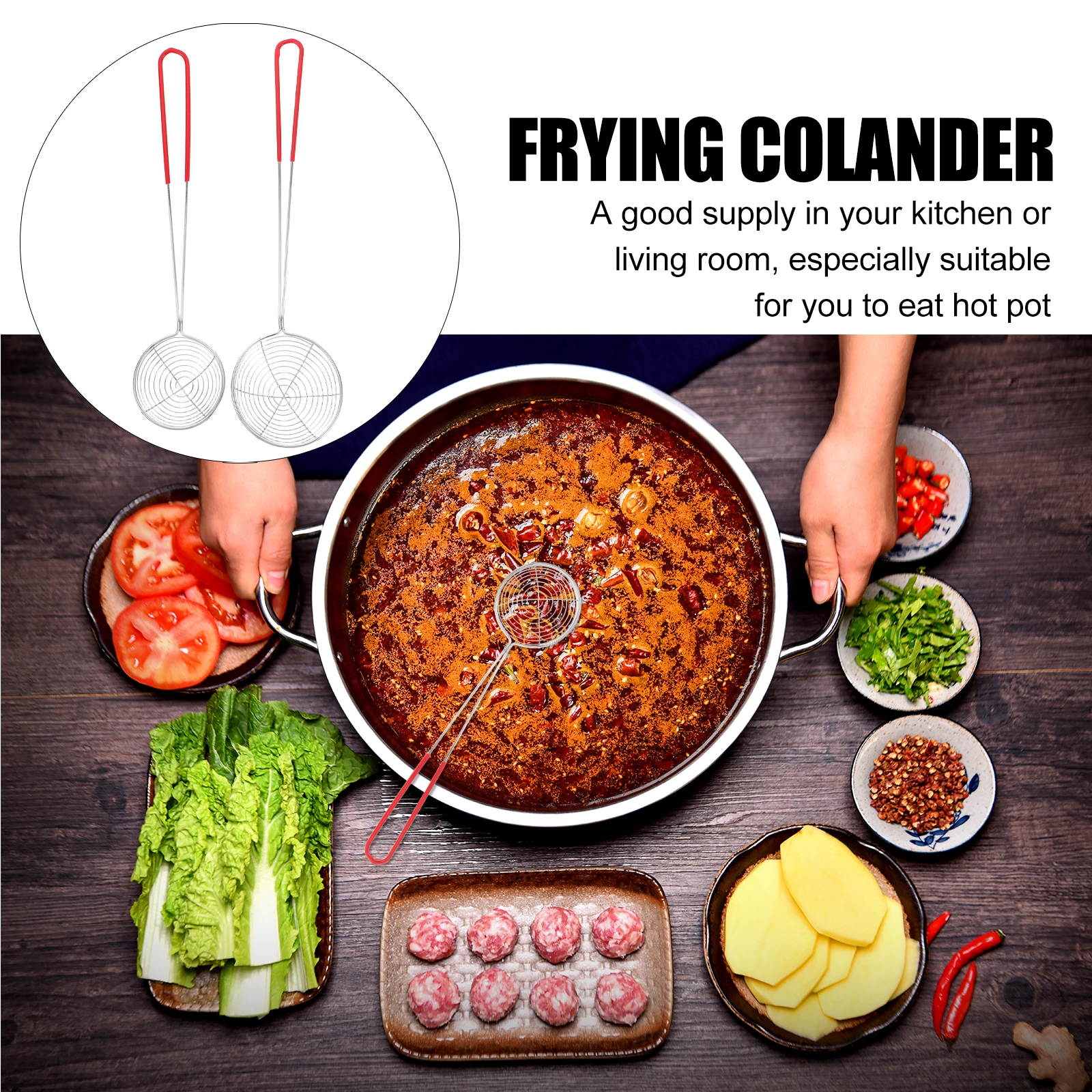 

10pcs Stainless Steel Spider Strainer Skimmer Hot Pot Strainer Scoop Mesh Ladle For Pasta Frying Boiling Fine Mesh Filter