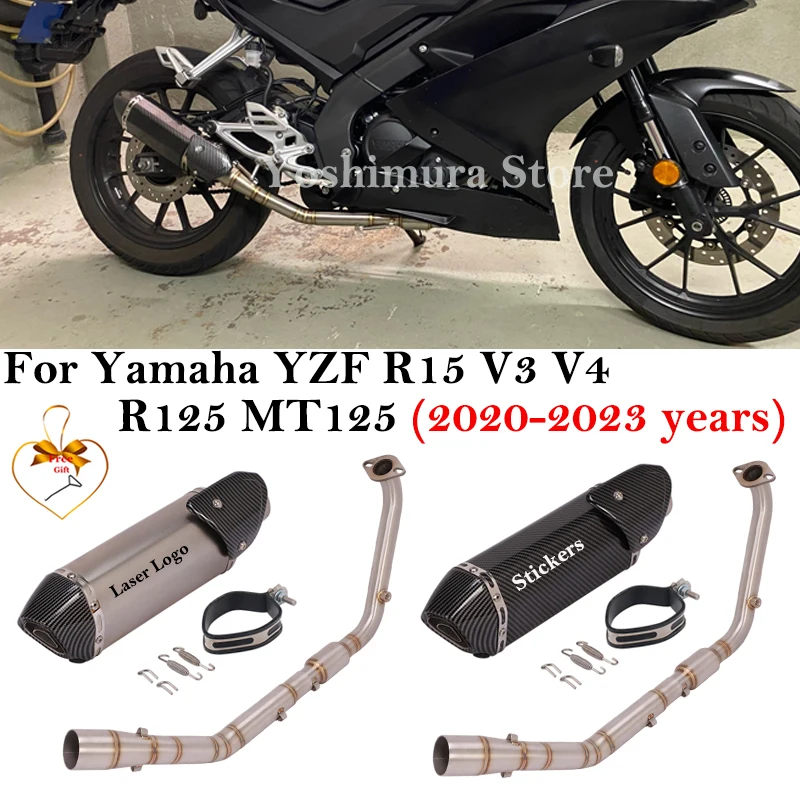 

Full Systems For Yamaha YZF R15 V3 V4 R125 MT125 2020 - 2023 Motorcycle Exhaust Escape Modified Front Middle Link Pipe Muffler