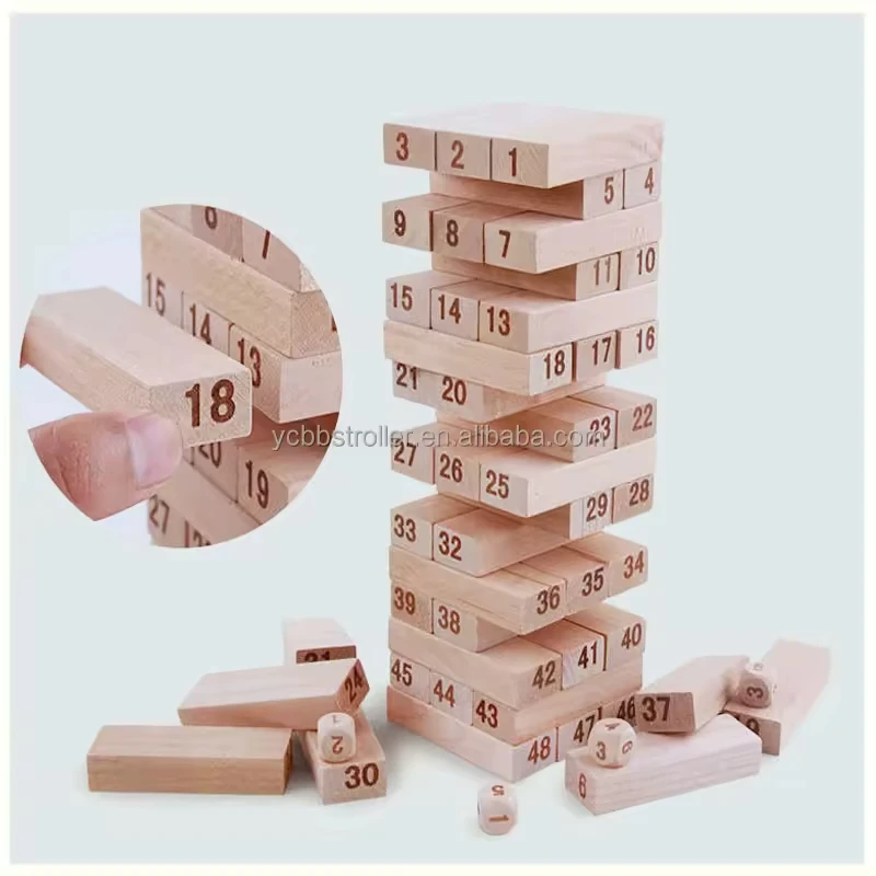 54pcs Small Size Wooden Building Blocks Kids Stacking Games Toy Children Montessori Educational Toys