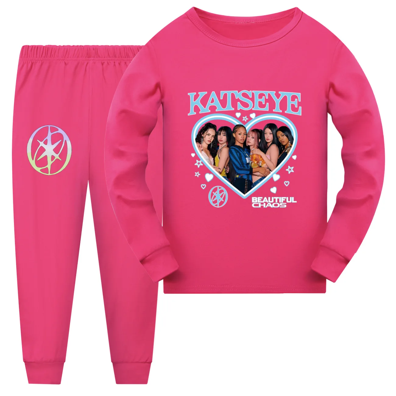 Korean Style KATSEYE Kpop Clothes Kids O-neck Tops Legging 2pcs Set Girls Pajama Sets Boys Long Sleeve Pyjamas Sleepwear Suits