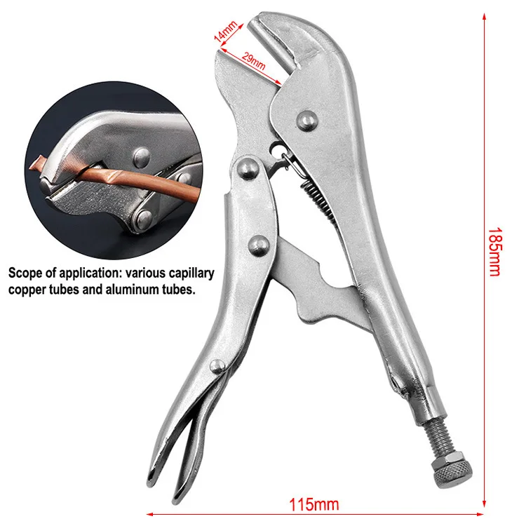 7mm Straight Strong Pliers Crimping Tool Refrigeration Cutter Fridge Copper Pipe Tube Sealer Cooling System Sealing Pliers Tool