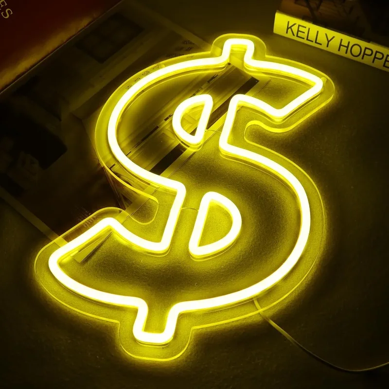الدولار النيون لتزيين الحائط المال USB بالطاقة أضواء النيون لغرفة النوم Led علامات الأعمال للرجل الكهف بار حانة مطعم #2