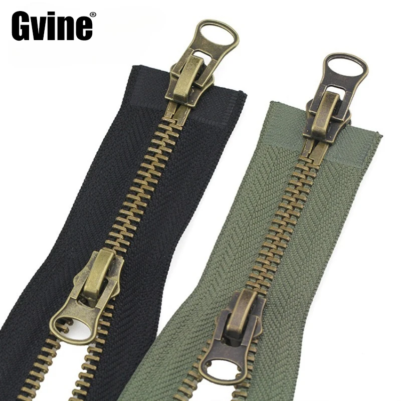 

2Pcs Bronze Double Sliders 8# Metal Zipper Brass Teeth Open End Zipper for Jacket Coats Tailoring Sewing Garments Accessories