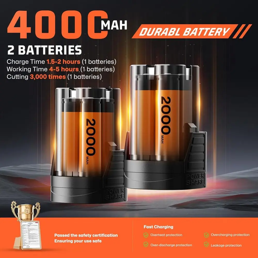 مقصات التقليم الكهربائية للبستنة، مقصات الحديقة بدون فرش، قاطع فرع التشذيب 0.5 سرعة القص الثانية 0.9-1.5 بوصة قطع القطر