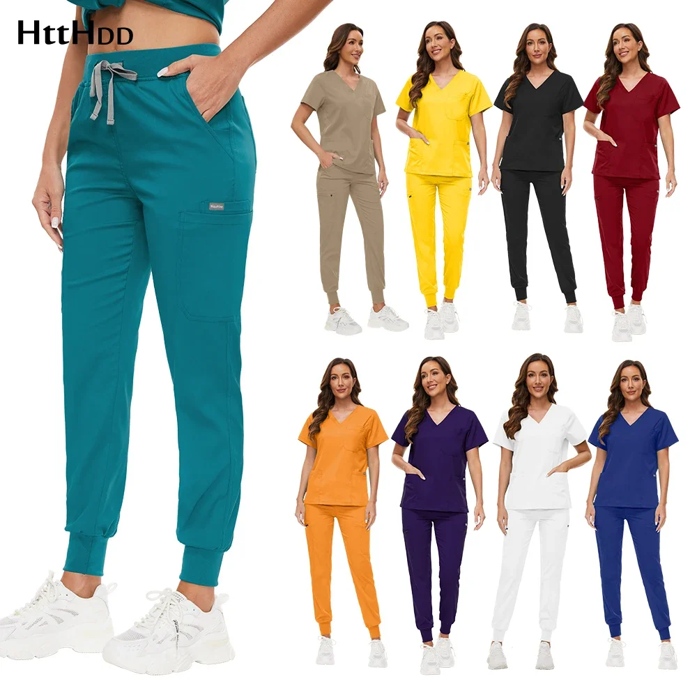 Medical Uniforms Slim Fit Women Scrubs Sets Hospital Nurses Accessories Dental Clinic Beauty Salon Spa Workwear Scrubs Tops Pant