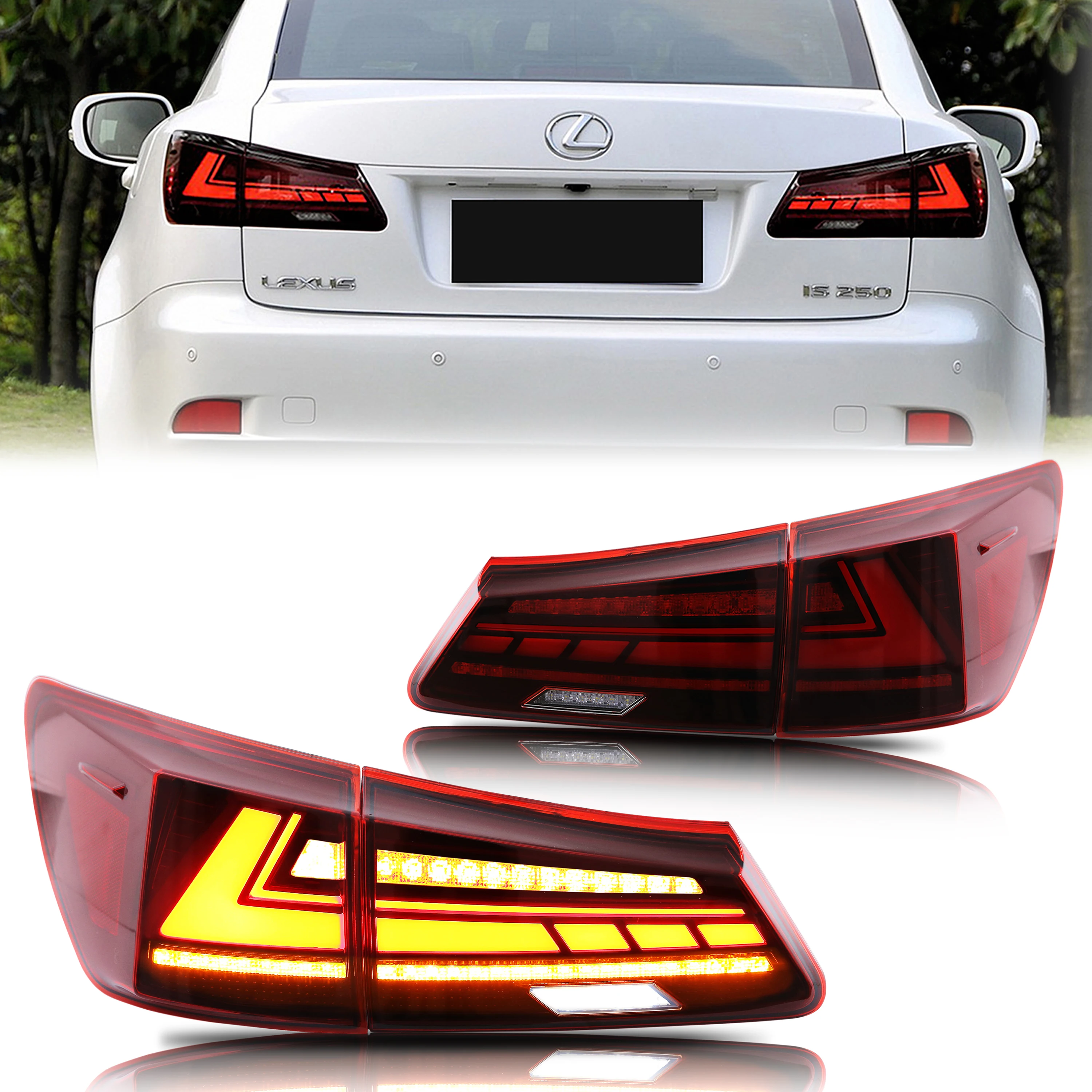 

LED Tail Lights for Lexus IS250 IS350 ISF 2006-2013 Sequential Start Up Animation Rear Lamp