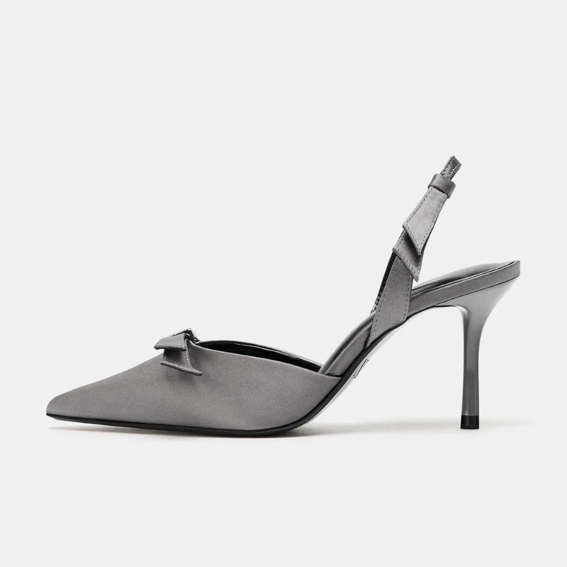 لامعة حجر الراين ربطة القوس فيونكة الديكور مضخات المرأة مثير أشار تو Slingback عالية الكعب للسيدات أنيقة فستان بحزام الظهر الأحذية #5