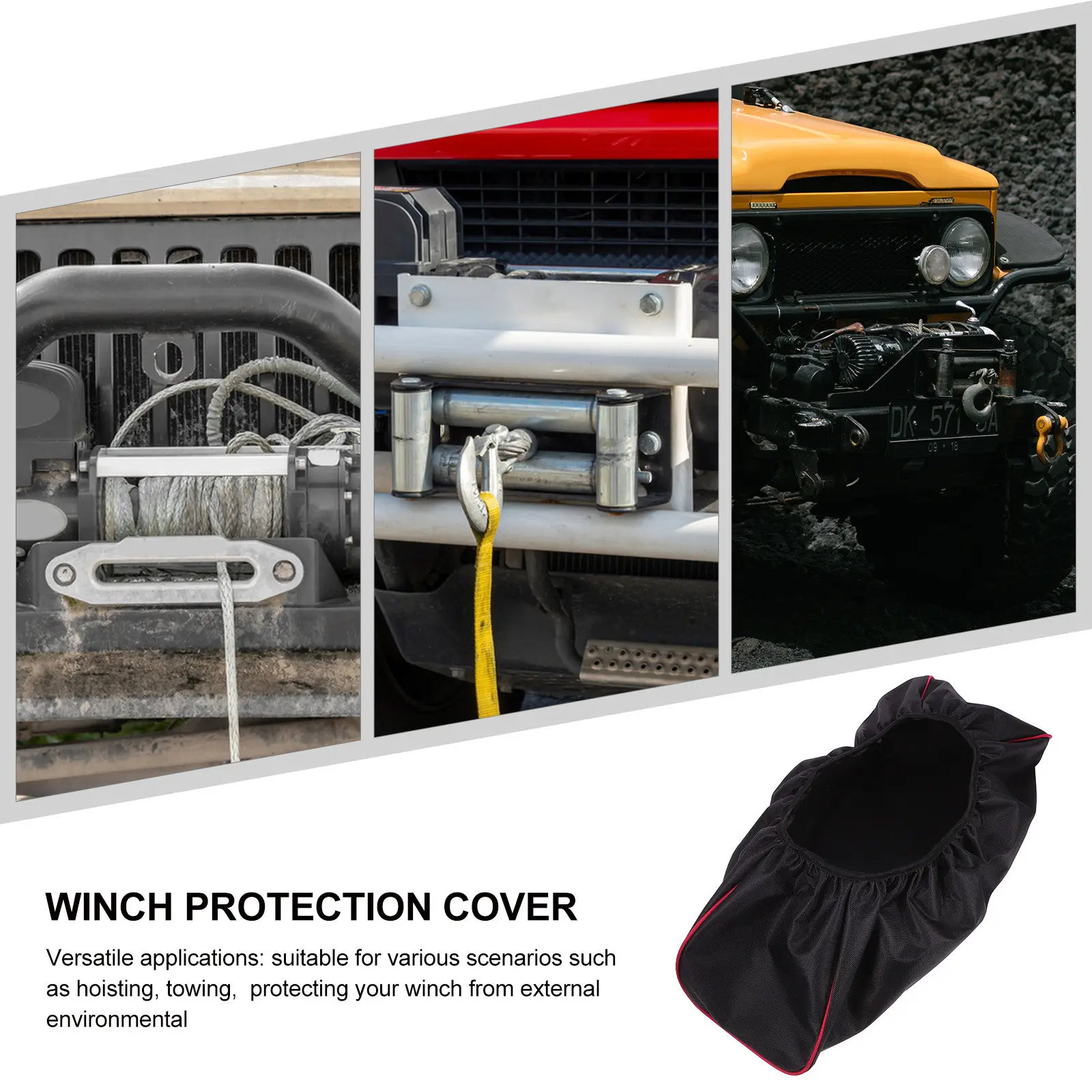 

Heavy Duty 600D Oxford Winch Cover Waterproof Protection for 8500-17500 Lbs Electric Winches Outdoor Towing Hoisting Universal