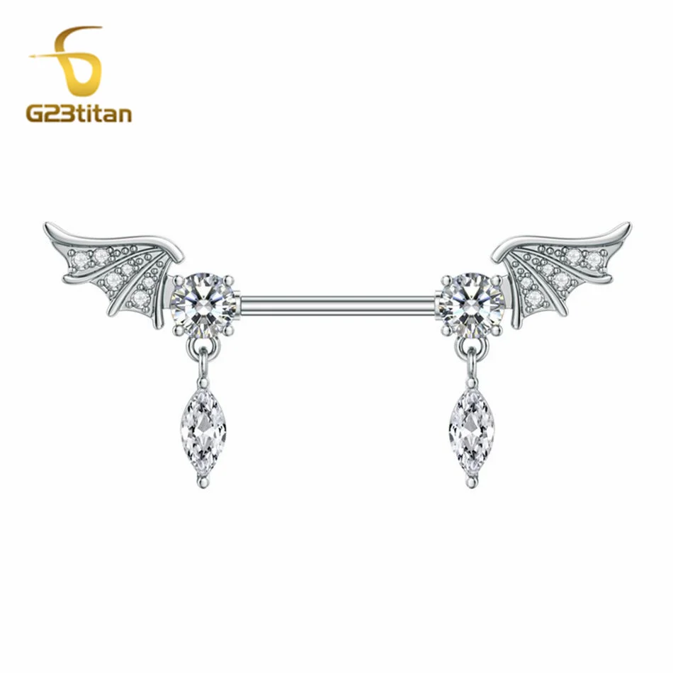 G23Titan Perforated Barbell 14G Titanium Steel Surgical CZ Zircon Hypoallergenic Nipple Ring Sexy 2pcs Jewelry Nipple Piercing