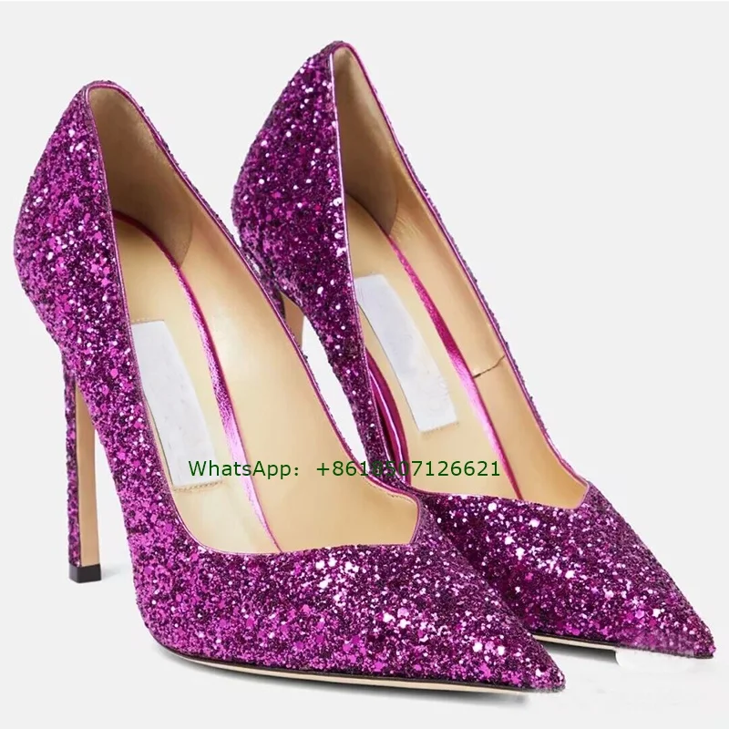 Colorful Pointed Toe Stiletto Slingback Pumps Large Size Shallow Slip-On Women High Heels