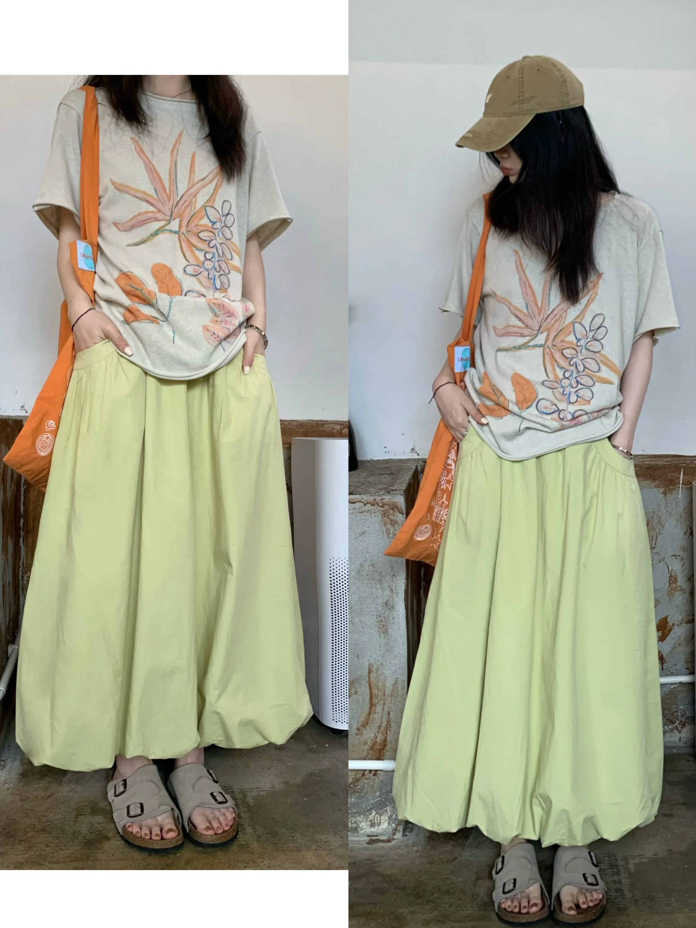 

Удобная женская юбка А-силуэта с высокой талией, эластичная, хлопковая, для весны, лета и осени, для повседневной носки