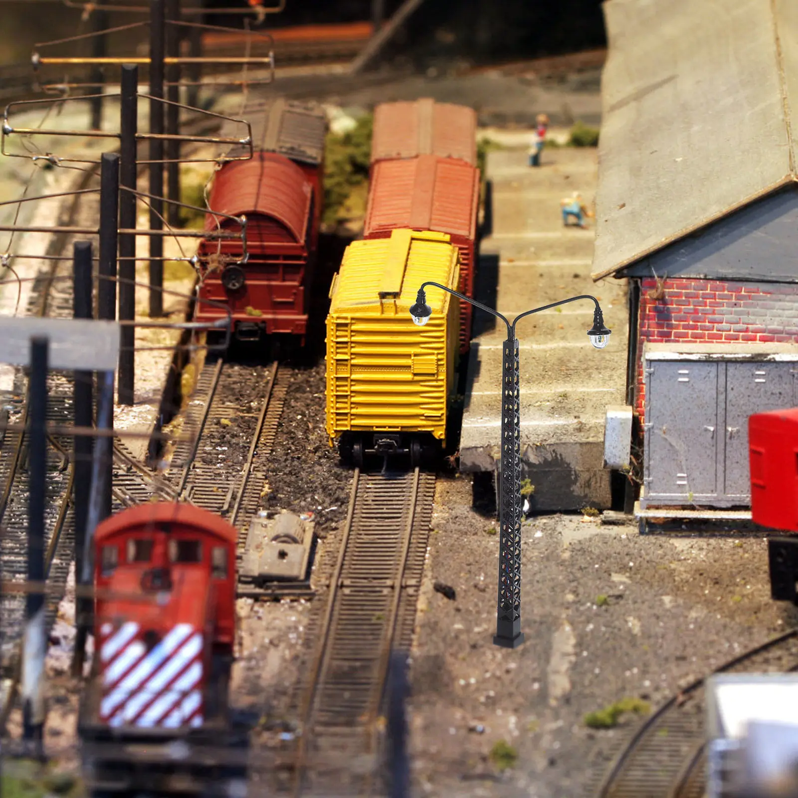

2Pcs Railroad Signal Light Mini ABS Stainless Steel Scene Decor Sand Table Layout Traffic Lamp Train Signal Light Model