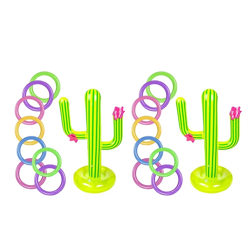 2PCS Outdoor Pool Accessories Inflatable Cactus Throwing Set Toys Beach Party Supplies Inflatable Cactus