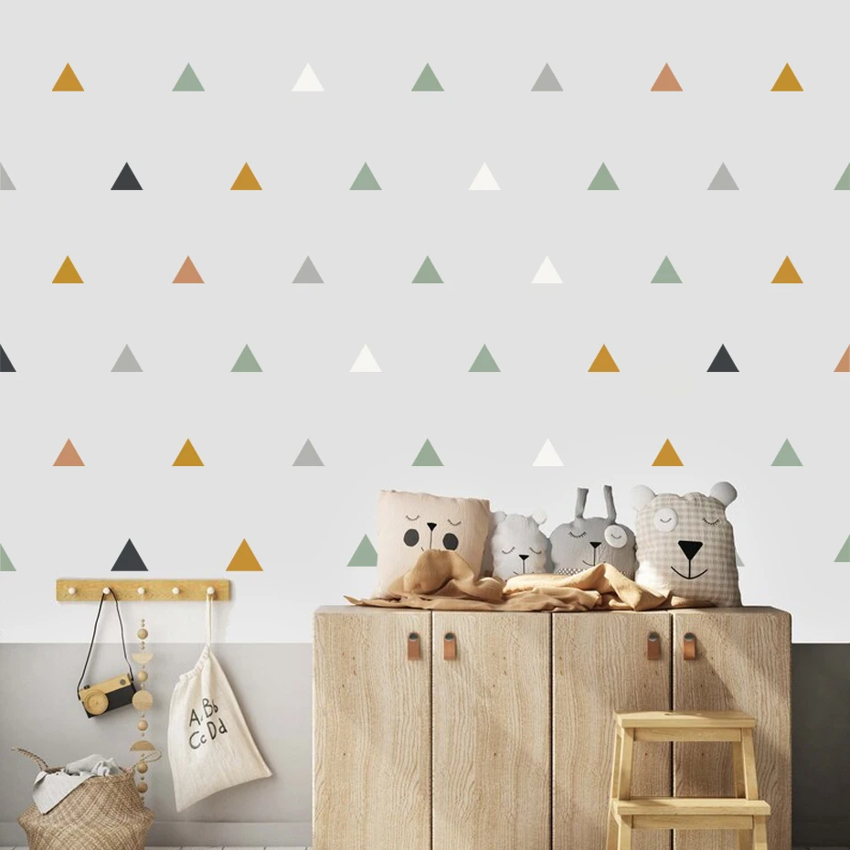 

Cartoon Triangle Geometric Nursery Wall Decals Removable DIY Peel and Stick Vinyl Wall Stickers Kids Room Interior Home Decor