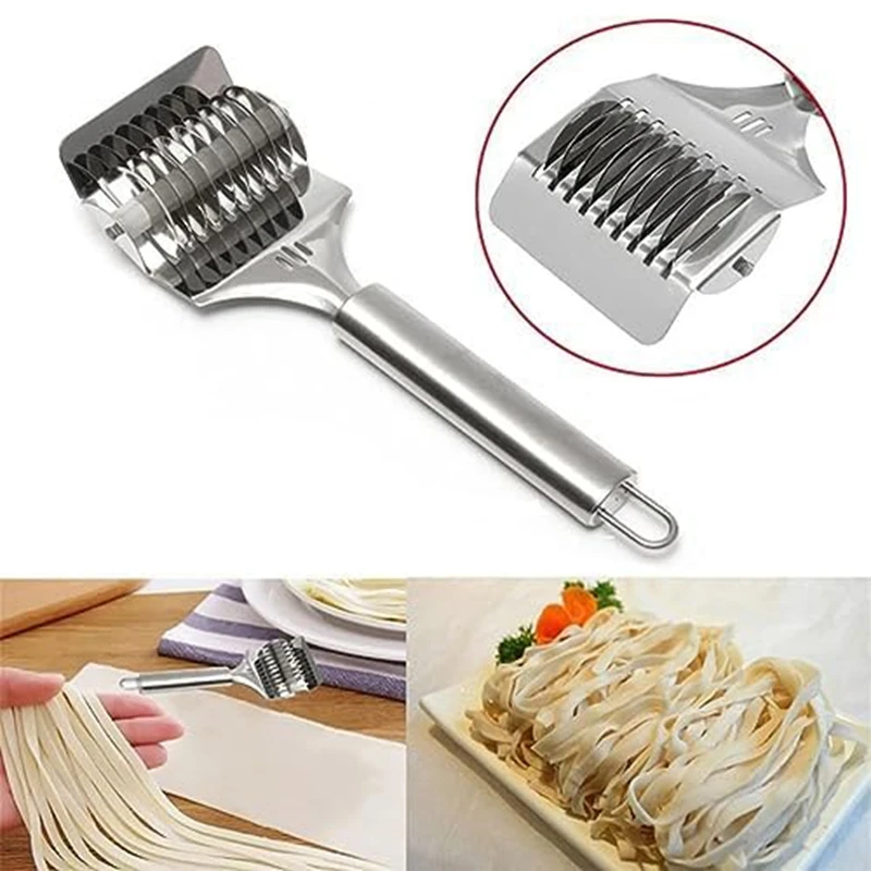 Rodillo de celosía de fideos de acero inoxidable de alto grado, cortador de masa para cocina, herramientas de cocina, duradero, fácil de usar