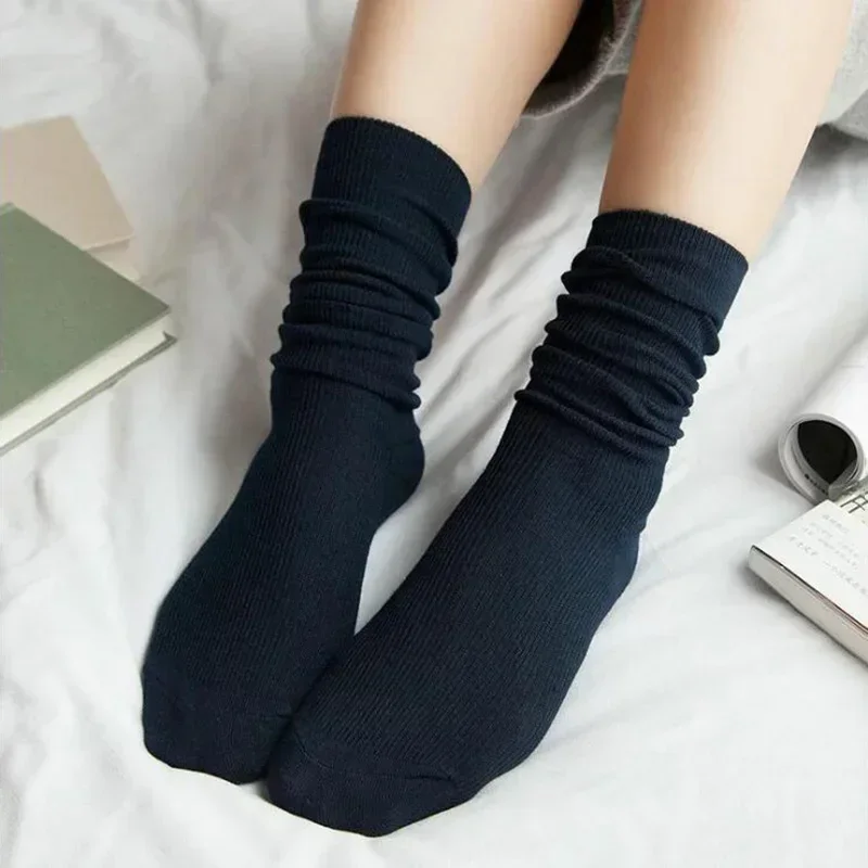 

Women's Socks for Woman Winter Autumn Middle Tube Kawaii Cotton Black Red Khaki Feminino Girls Cute Stockings HDT112