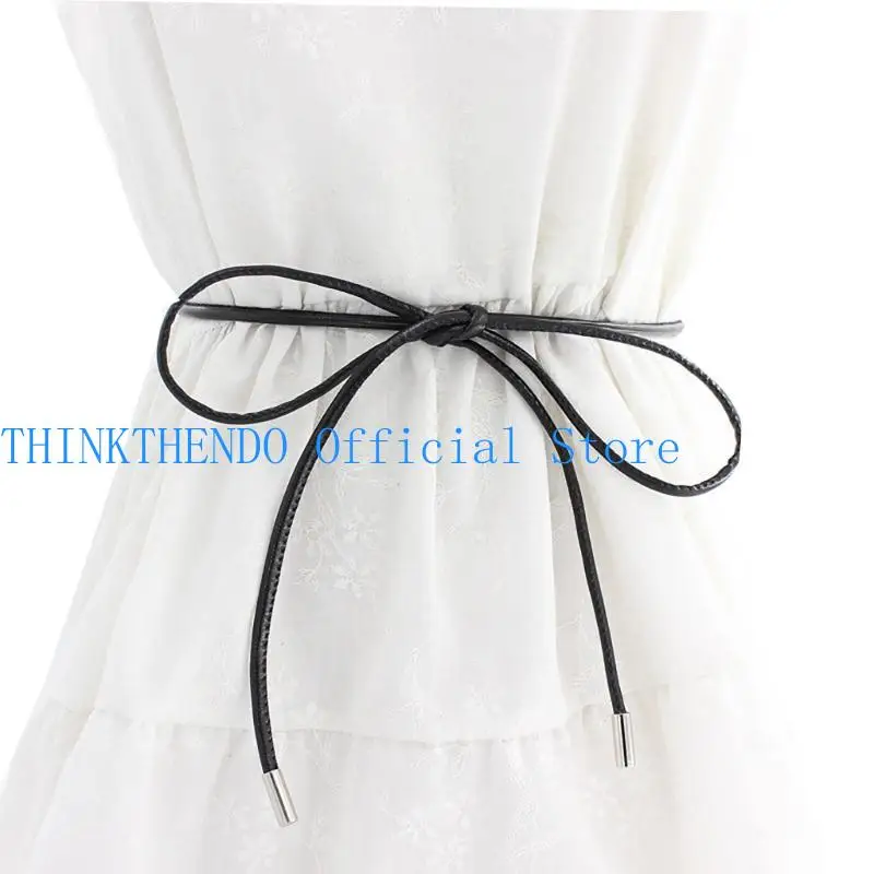 

652F Creative Female Slimming Waist Chain Delicate PU Leather Belt Banquets Dress Women Banquets Proms Knotted Waist Belt