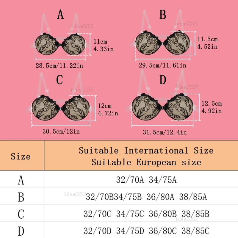 Strapless Sticky Bra Lace Invisible Boobs Silicone Adhesive Wedding Underwear Backless Pushup Lift Lingerie with Clear Straps