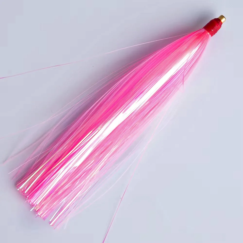 50 stücke Mix Farbe Kupfer Kopf Mylar Flash Teaser Trolling Rock Köder Künstliche Bucktail Jig Angeln Lockt Tintenfisch Rock Köder angelgerät – Detail 7