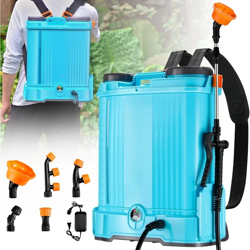 

US Shipping Electric Backpack Sprayer 4.2 Gallon 16L Battery Powered 100 PSI Adjustable Pressure with 31 inch Metal Spray