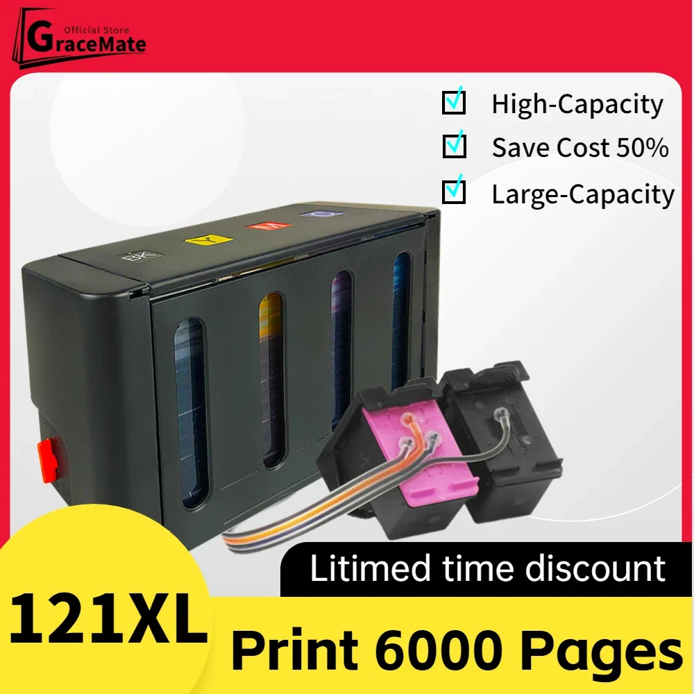 

121XL Deskjet D2563 F4283 All-in-One F2423 F2483 F2493 F4213 F4275 F4583 Printer Ink System Replacement for HP Inkjet 121 XL