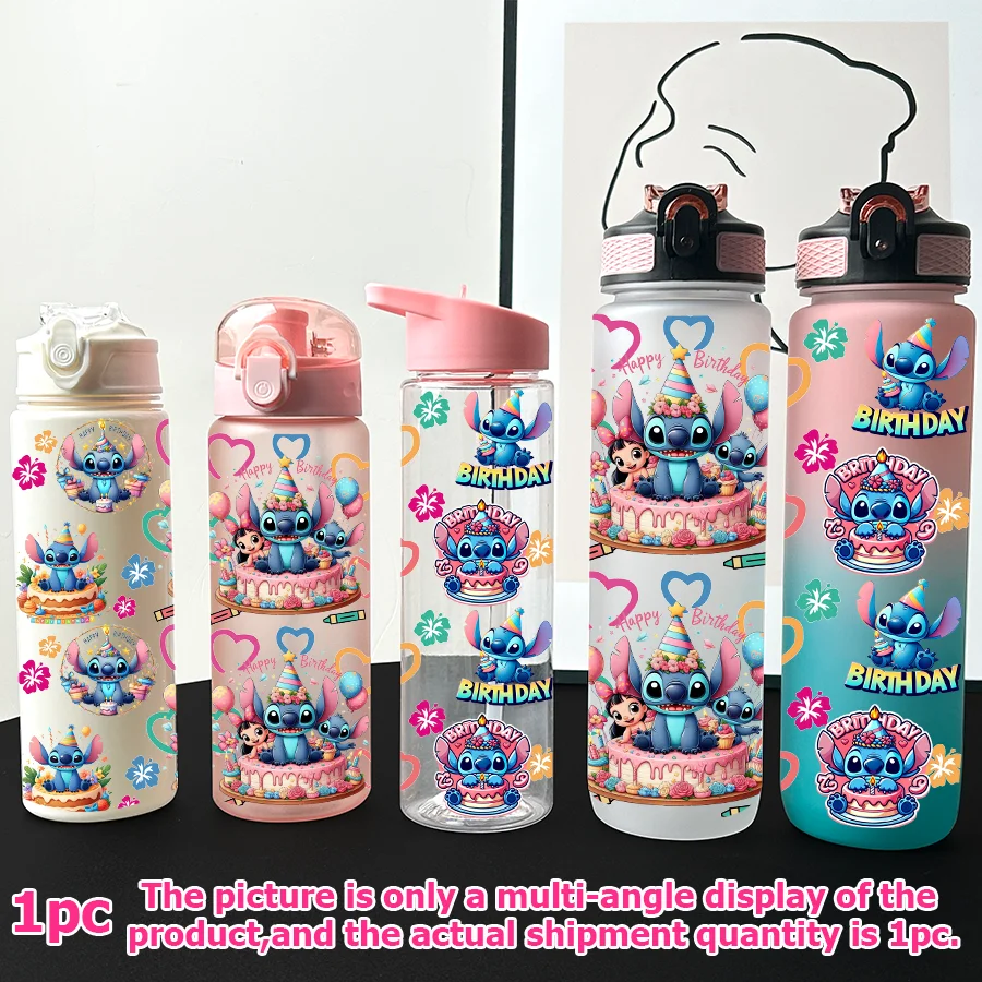 

1 шт., мультистильная пластиковая бутылка для воды Disney Stitch Minnie, 23-32 унции, портативная спортивная чашка, подарок на день рождения, школьная чашка