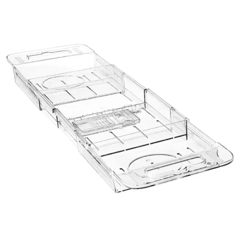 

E8BD Многофункциональный расширяемый пластиковый поднос для ванны Органайзеры для ванной комнаты Кухонная мойка Caddies для