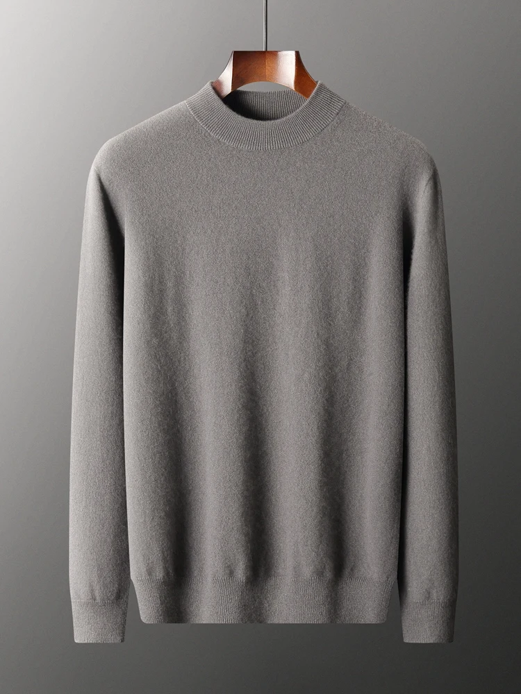 

High Quality Spring Autumn Winter Men Sweater Cashmere Elegant Mock Collar Knitted Pullover Long Sleeve Smart Casual Clothes Top