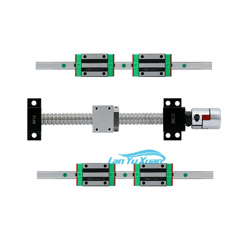 

CNC Guides KIT 2pcs HGR15 HGR20 Linear + 4pcs Blocks Carriages+Ball Screw SFU1605 with End Machined BK/BF12+8mm Coupler