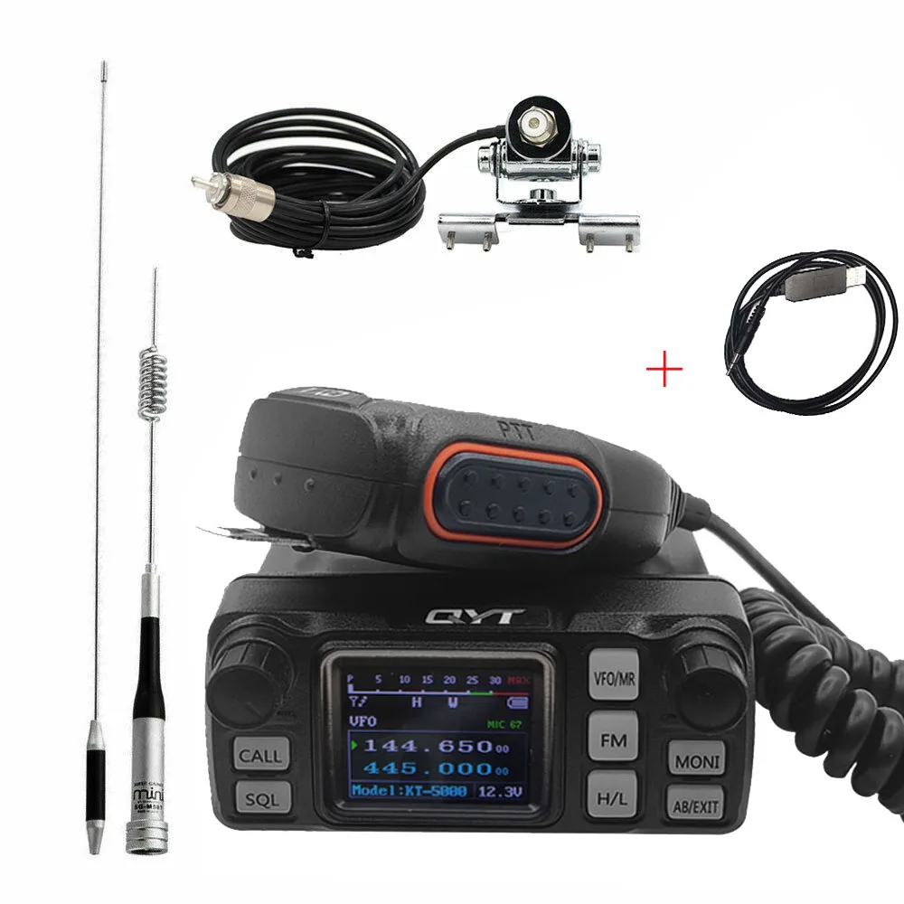 New QYT KT-5000 25W Mini Radio Stations 10KM Dual Band 136-174/400-480MHZ Car Walkie Talkie with Separable Panel