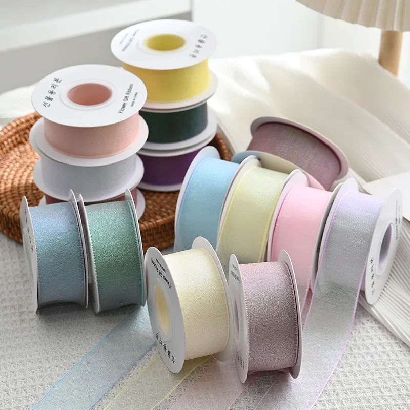 10Yards Roll 4CM Colorful Organza Ribbon DlY Bow Gift Box Packaging Material Wedding Party Baking Cake Flower Wrap Ribbon