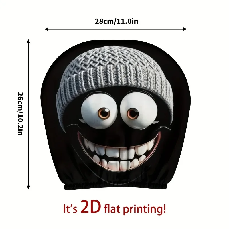 

2 Pieces of Classic Cartoon Character Knitted Caps with Cute Expressions and Smiling Themes, Car Headrest Covers Washable New