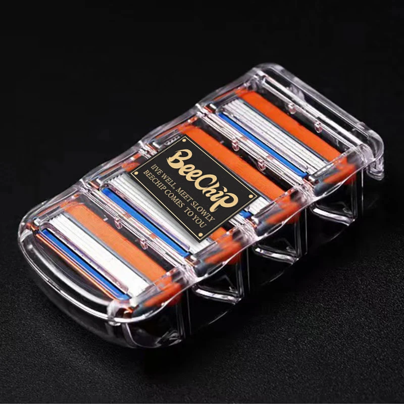 8 PCS Head Manual Shaver Replacement Cutter Head Old Fashioned Razor No Skin On Orange Shaving Uncharged Manual