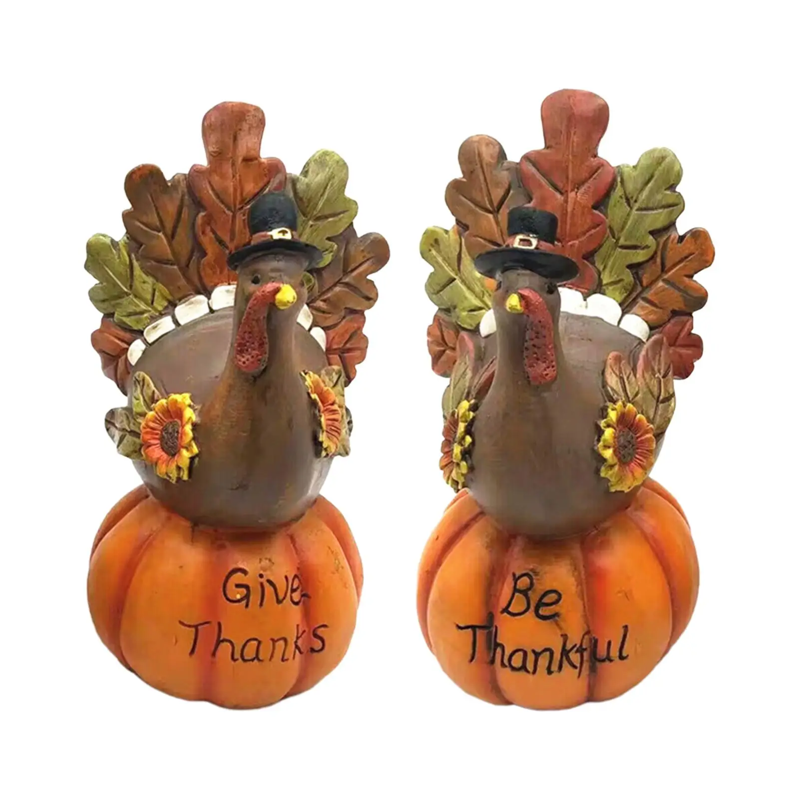 Thanksgiving Pumpkin Turkey Decor Tabletop Turkey Fall Autumn Decor Decorative Statue Sculpture for Home Office Fall Harvest image 2