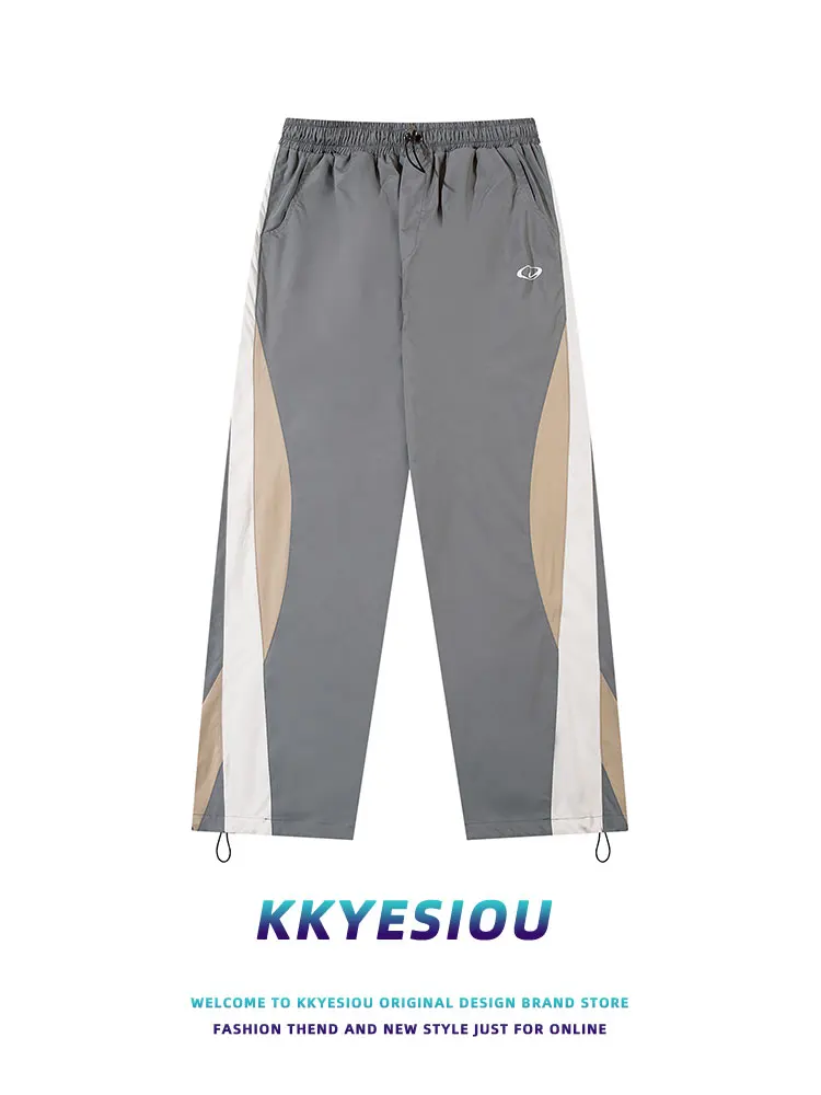 

Брюки KKyesiou в американском ретро-стиле, повседневные, оверсайз, прямого кроя, для молодежи, на все сезоны, из нейлона и спандекса