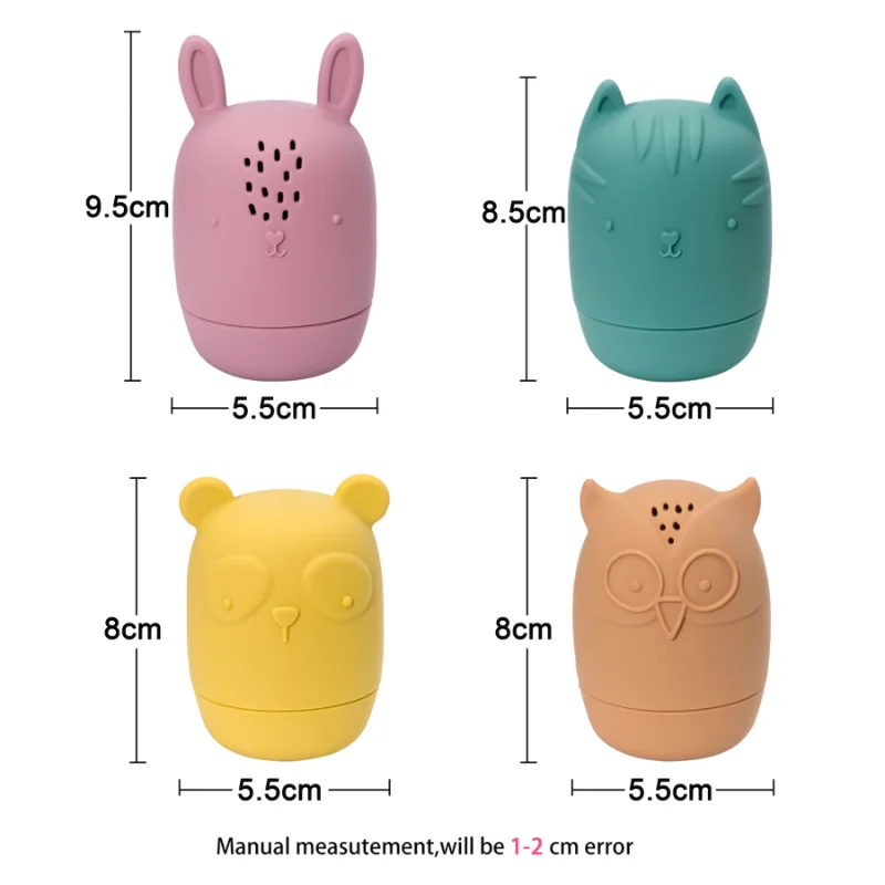 Baby Shower Cartoon Animal Toys Baby Shower Toys Distraction Floating Silicone Bath Toys Drip Soft Silicone Bath Toys